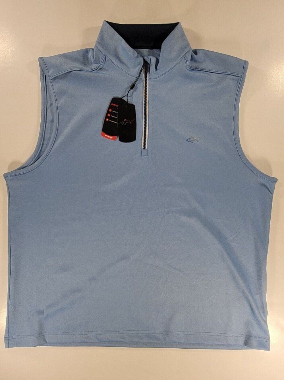 NEW Greg Norman Performance Stretch 1/4 Zip Golf Vest Blue Mens XL NWT